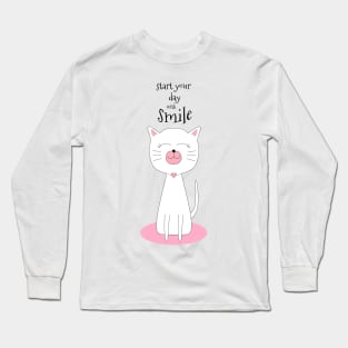 Cute cat smiling with Long Sleeve T-Shirt